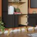 Estante de livros Link com 2 portas e 3 prateleiras Preto fosco Taurani Nobre Colibri Moveis