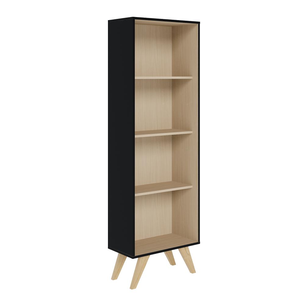 Estante de livros Tag com 4 prateleiras Preto fosco Taurani Nobre Colibri Moveis