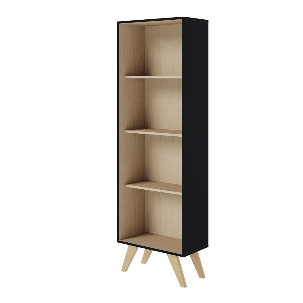 Estante de livros Tag com 4 prateleiras Preto fosco Taurani Nobre Colibri Moveis