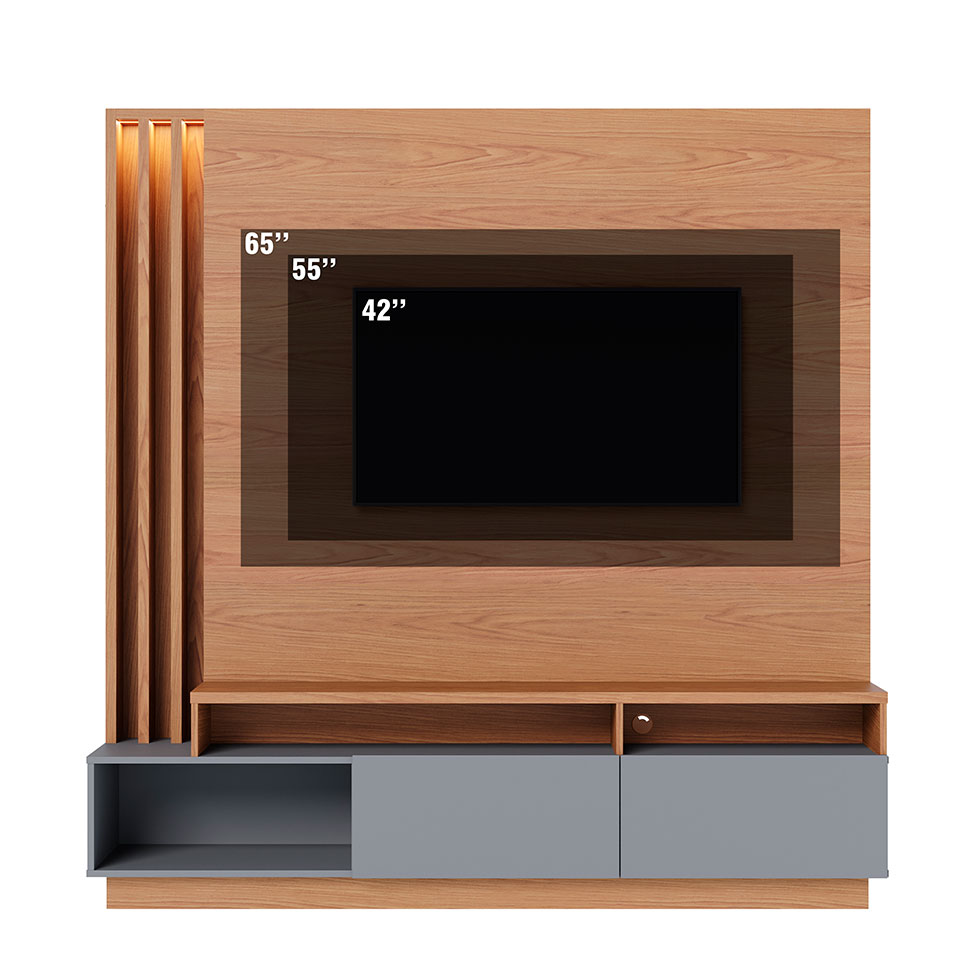Estante para Home Theater e TV até 65 Polegadas Humaitá Freijó e Cinza