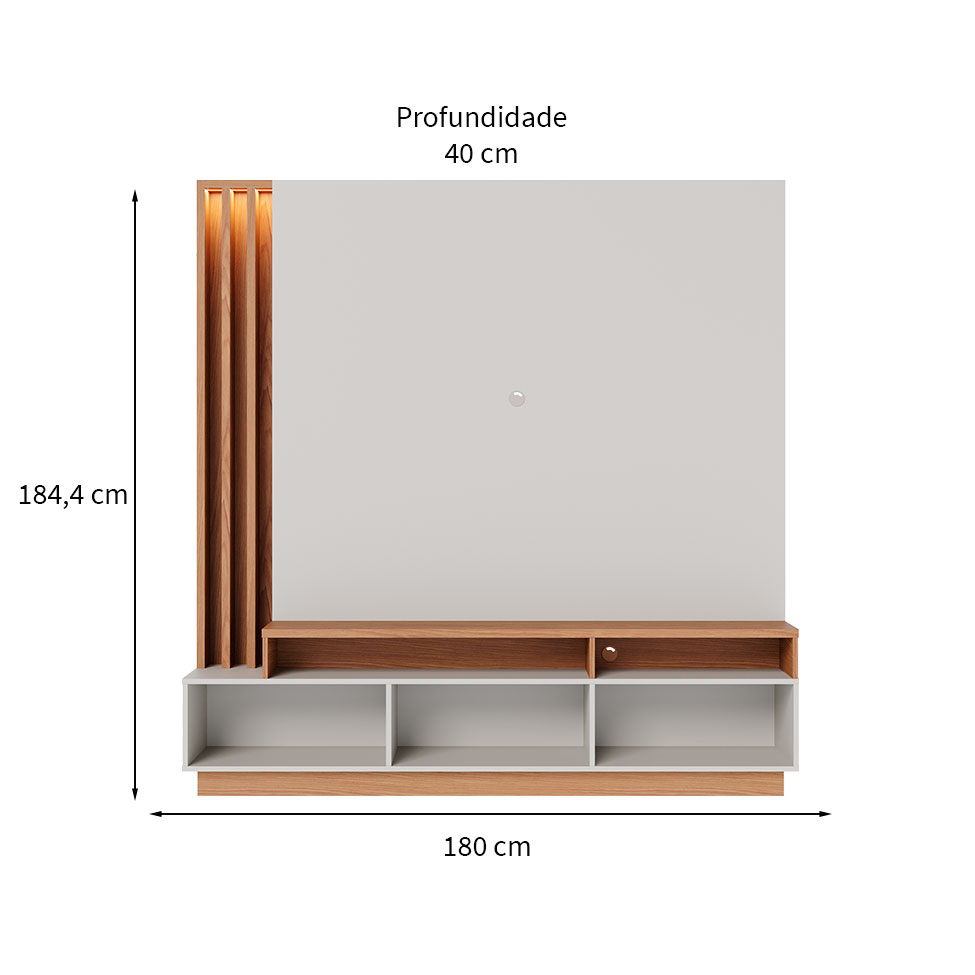 Estante para Home Theater e TV até 65 Polegadas Humaitá Off White e Freijó