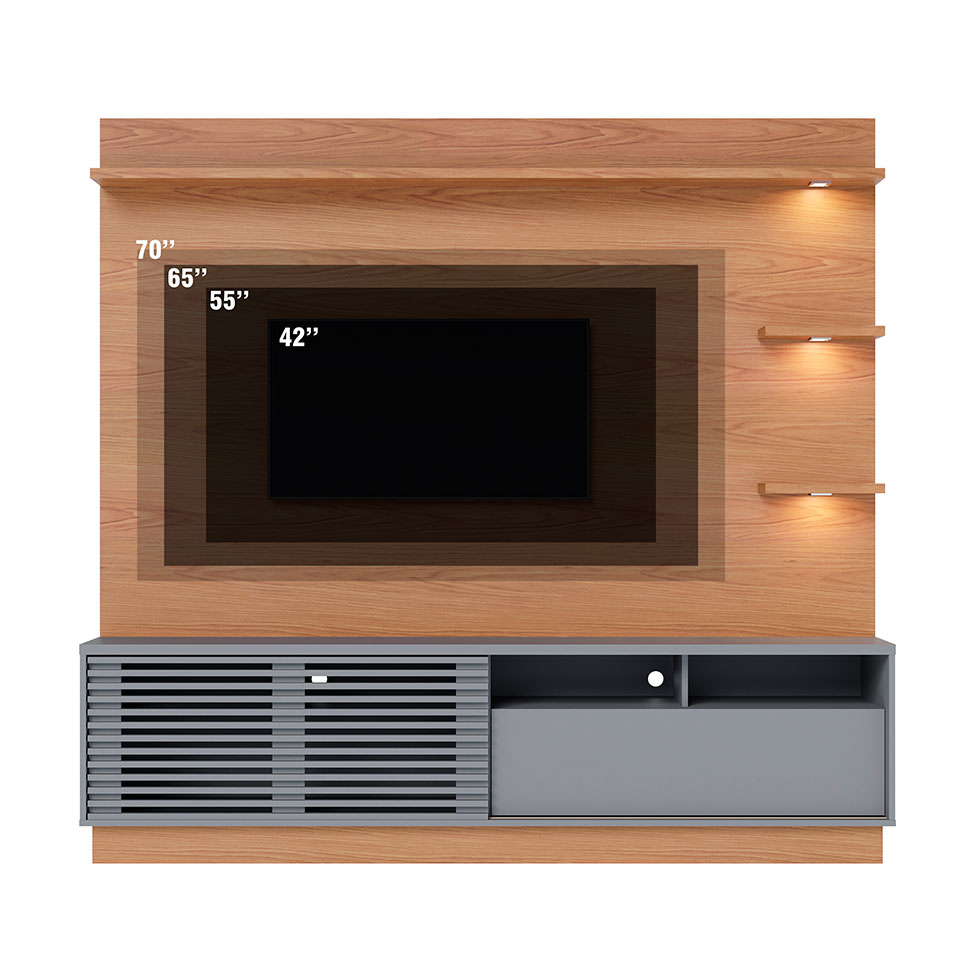Estante para Home Theater e TV até 70 Polegadas Campeche Feijó e Cinza
