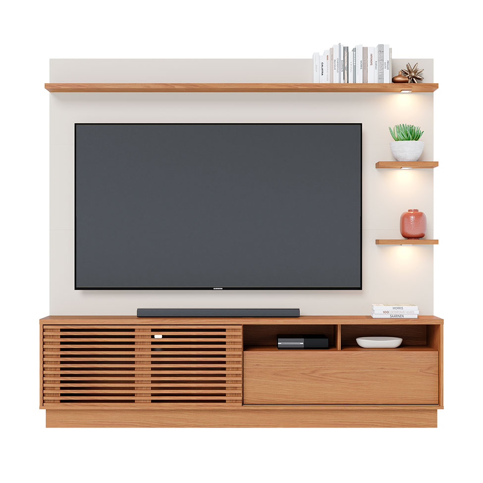Estante para Home Theater e TV até 70 Polegadas Campeche Freijó e Off White