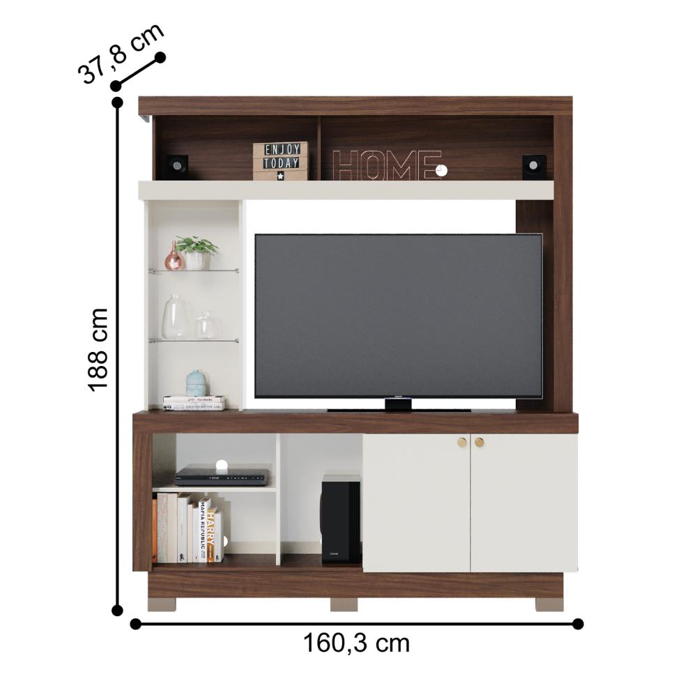 Estante para TV 50 Polegadas Treviso Nogueira Real Off White