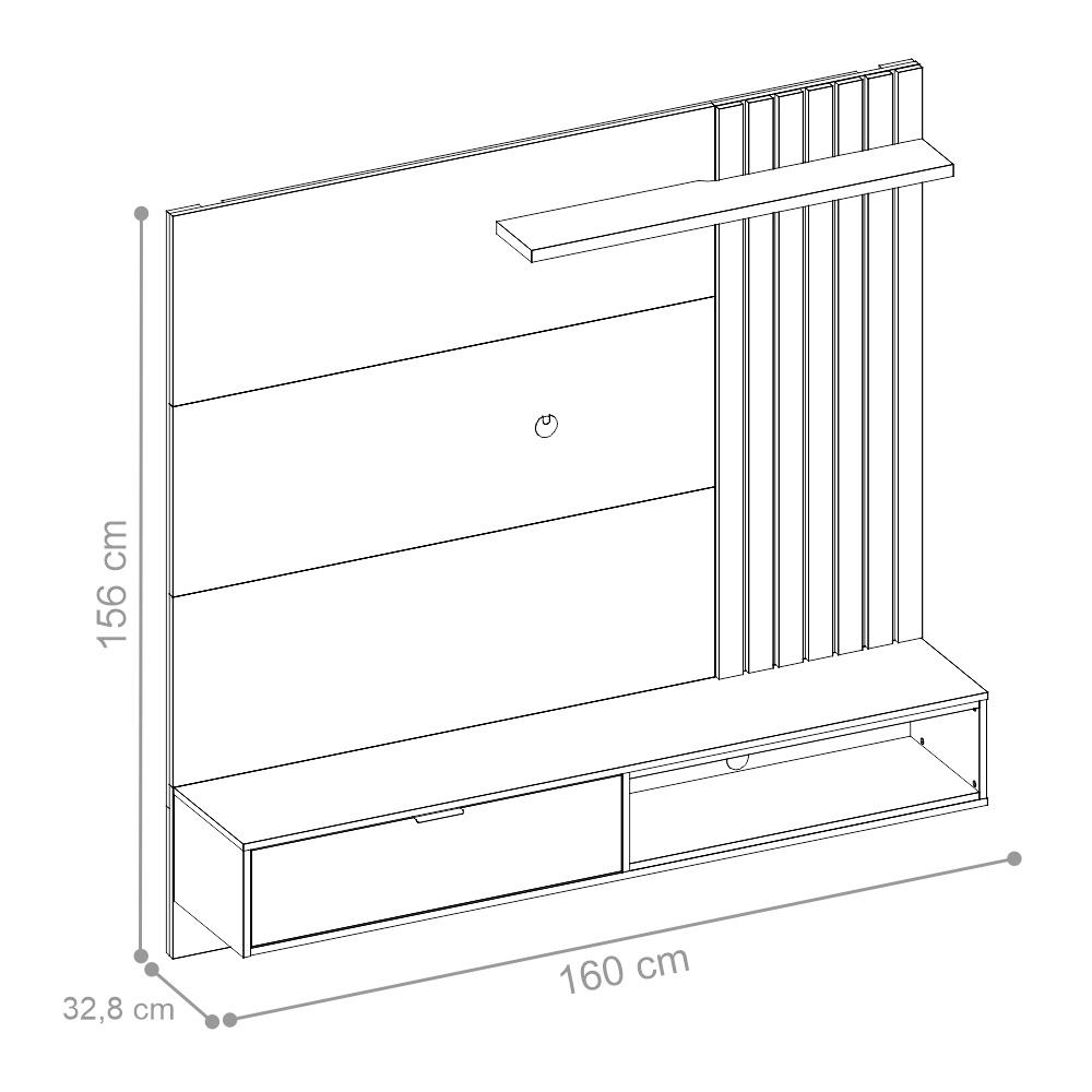 Estante para TV com Ripas e Nichos Mit 1.6 Off White Nogueira