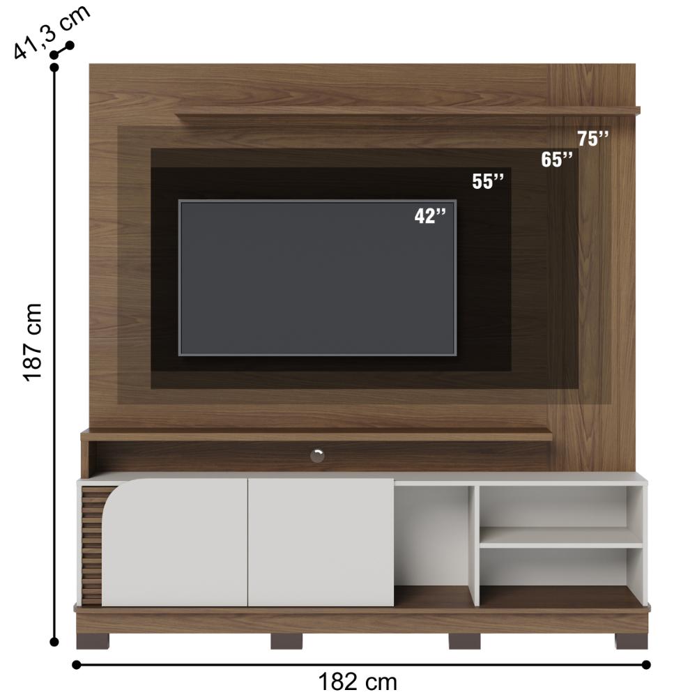 Home Frisado para TVs de 75" Pescara Amendoa Off White Matte