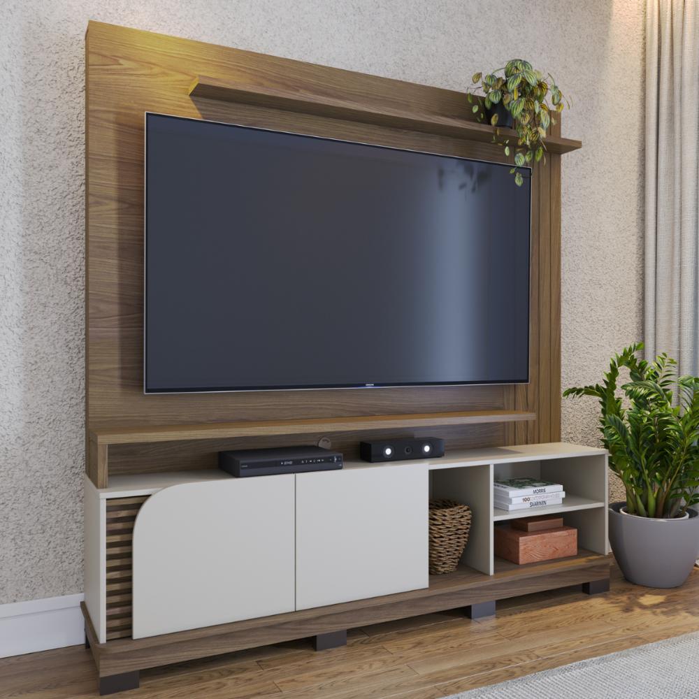 Home Frisado para TVs de 75" Pescara Amendoa Off White Matte