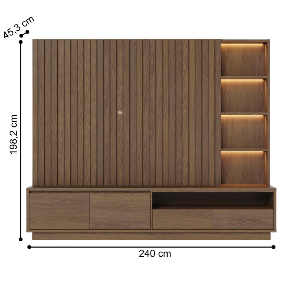 Home Frisado para TVs de 82" com Led Marselha Amendoa