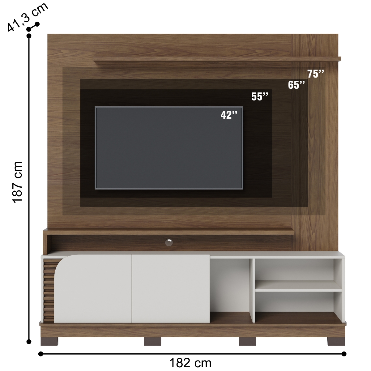 Home Ripado para TVs de 75" Novara Amendoa Off White Matte