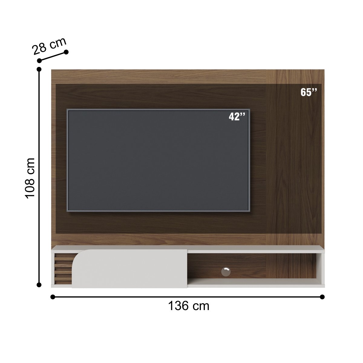 Home Suspenso para TVs 60" Bolonha Amendoa Off White