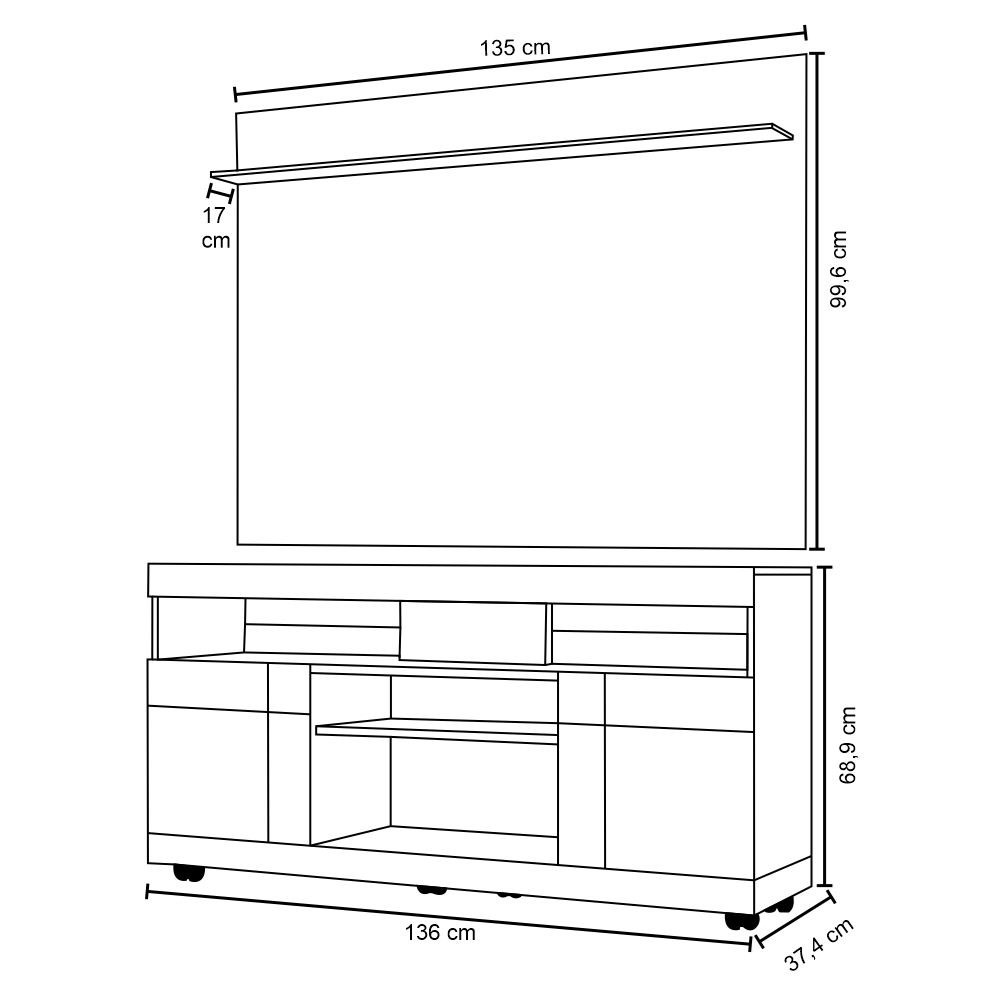 Home Theater Para TV até 47 Pol. Yara Noce Milano/Preto - Colibri