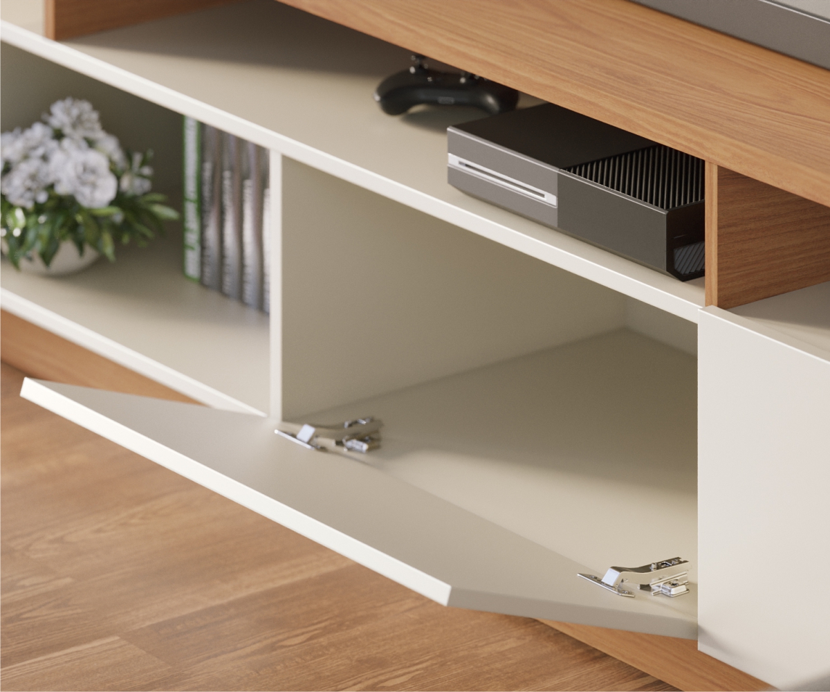 Home para TV 75 Polegadas Oliver Off-White Matte Freijo