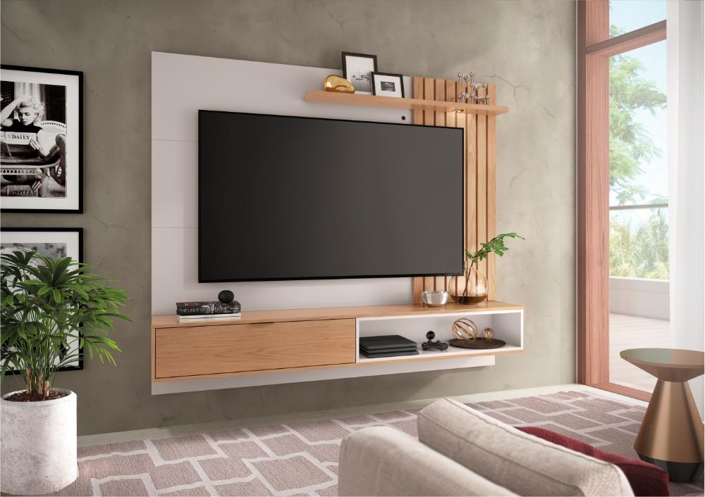 Home para TV Perth 1.8 Off White / Freijó