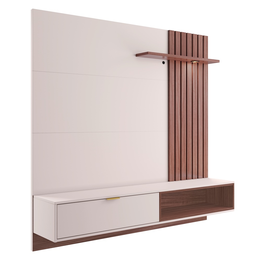 Home para TV Ripado e Portas Ivelis 1.6 Off White Nogueira