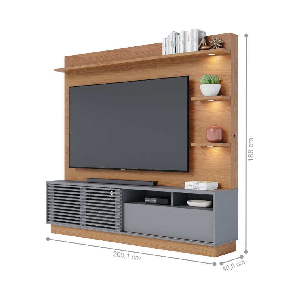 Home para TV ate 70 Polegadas Barton Freijo Cinza Fosco