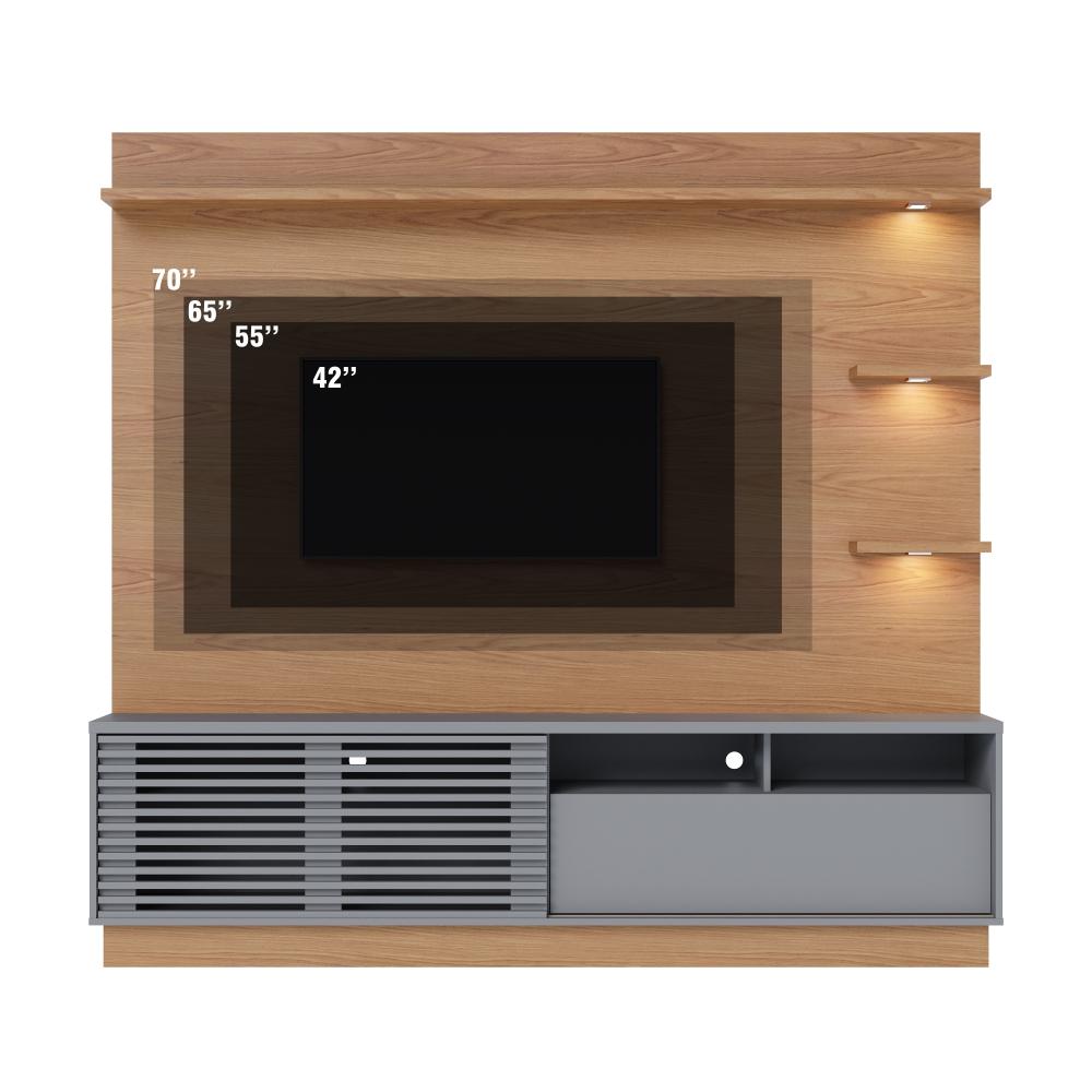 Home para TV ate 70 Polegadas Barton Freijo Cinza Fosco