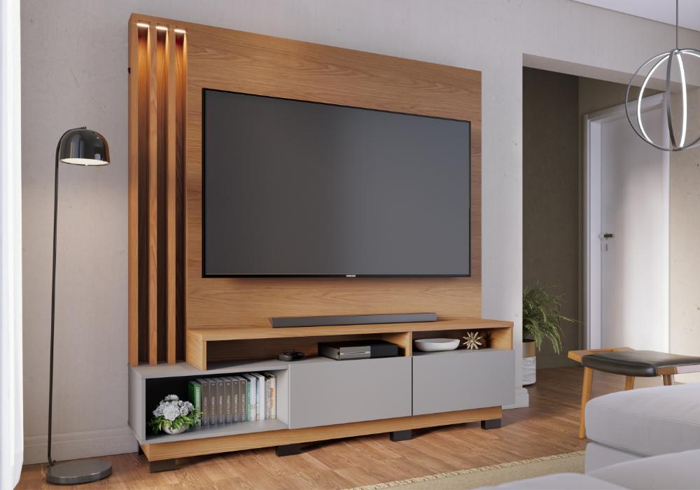 Home para TV ate 75 Polegadas Torino Freijo Cinza Fosco