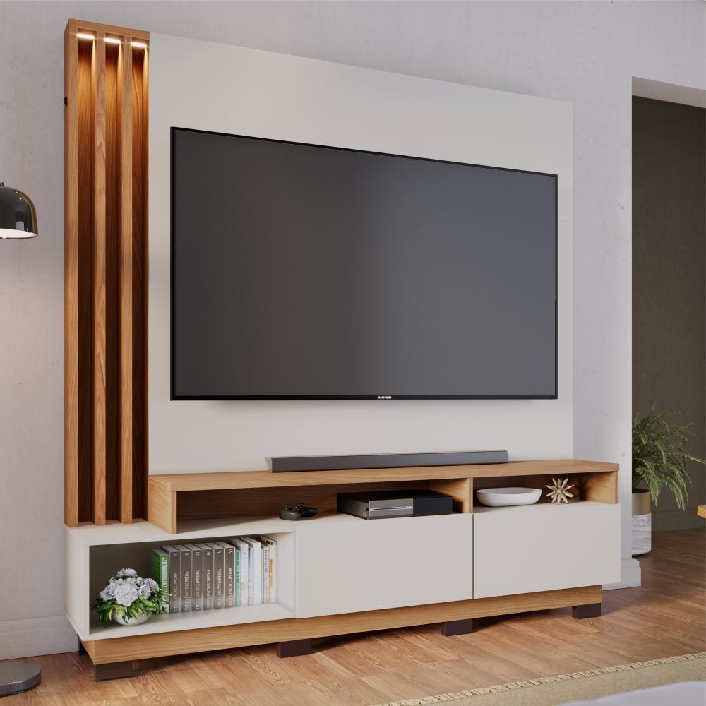 Home para TV ate 75 Polegadas Torino Off-White Matte Freijo