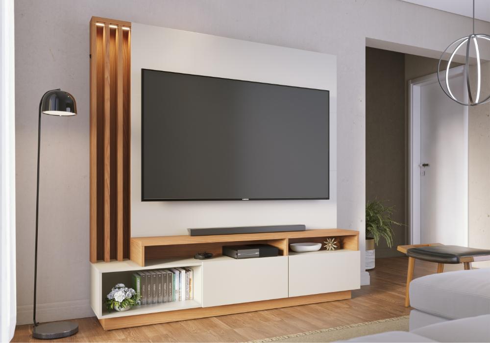Home para TV ate 75 Polegadas Torino Off-White Matte Freijo