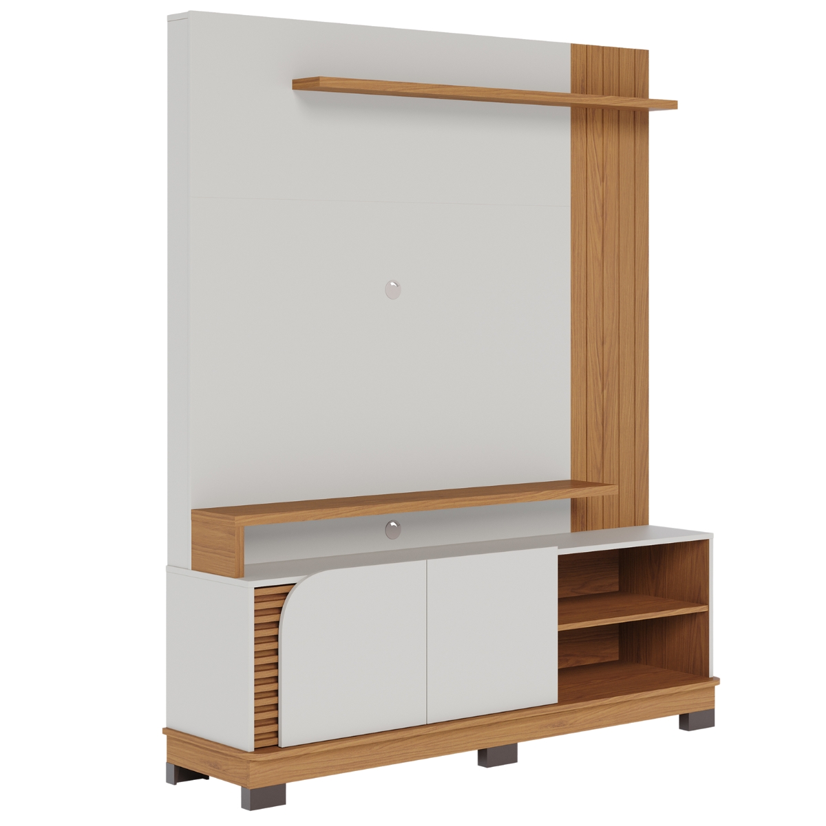 Home para TVs 65" 3 Prateleiras Bia Off White Matte Freijó