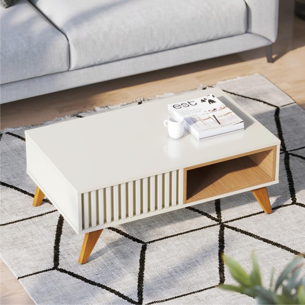 Jogo Home para TV e Mesa de Centro Igor Off-White Freijo