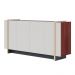Aparador Buffet Copacabana 4 Portas e Detalhe Tubo Metálico Off White/Nogueira/Preto Fosco/Dourado