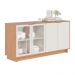 Aparador Buffet Vitoria 2 Portas MDP 2 Vidro e Prateleiras Freijo/Off White