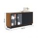 Aparador Buffet Vitoria 2 Portas MDP 2 Vidro e Prateleiras Noce Milano/Preto Fosco