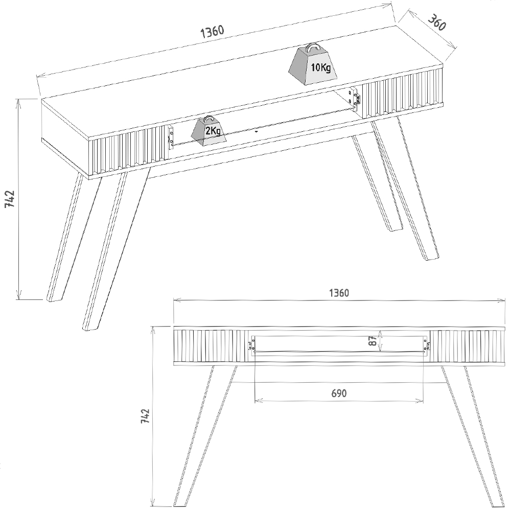 Aparador Para Sala 136 cm Com Gaveta RIV1525 Noce Milano CLB