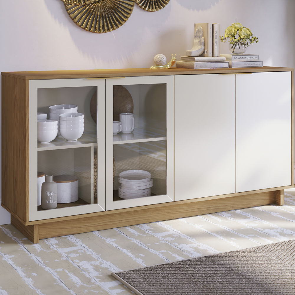 Balcao Buffet Aparador 160 cm 4 Portas V1524 Freijo Off White CLB