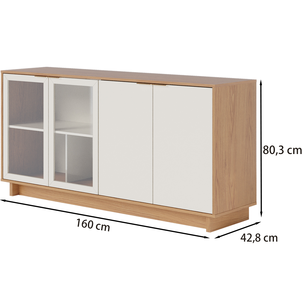 Balcao Buffet Aparador 160 cm 4 Portas V1524 Freijo Off White CLB