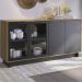 Balcao Buffet Aparador 160 cm 4 Portas V1524 Noce Milano Preto CLB