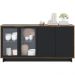 Balcao Buffet Aparador 160 cm 4 Portas V1524 Noce Milano Preto CLB