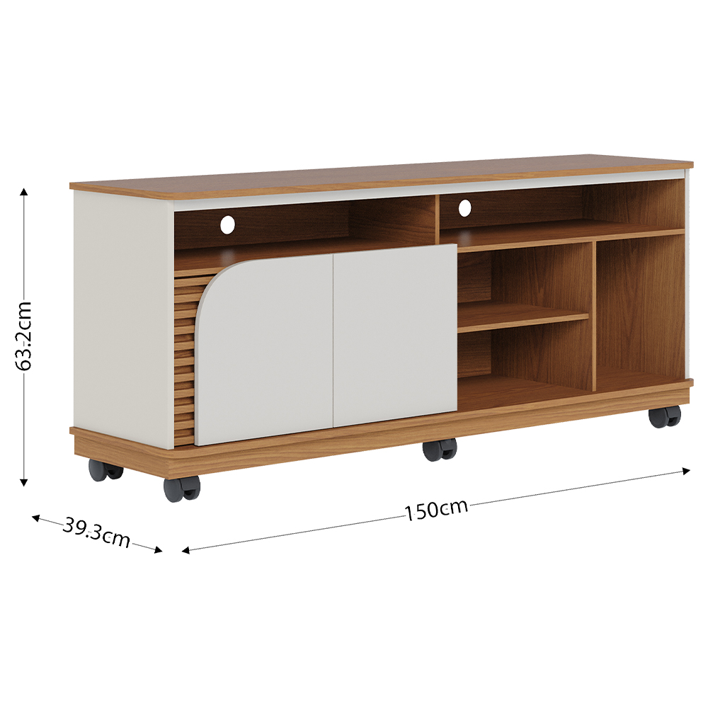 Bancada Rack Para TV 65 Polegadas Jurere Freijo Off White Matte CLB