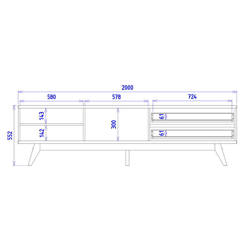 Bancada Rack Para TV 75 Polegadas 200 cm Veneza Freijo OFF White Matte CLB