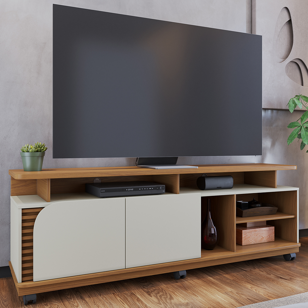 Bancada Rack Para TV 75 Polegadas Jurere Freijo OFF White Maitte CLB