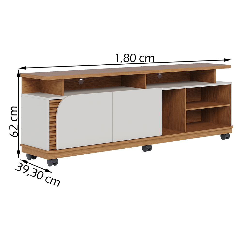 Bancada Rack Para TV 75 Polegadas Jurere Freijo OFF White Maitte CLB
