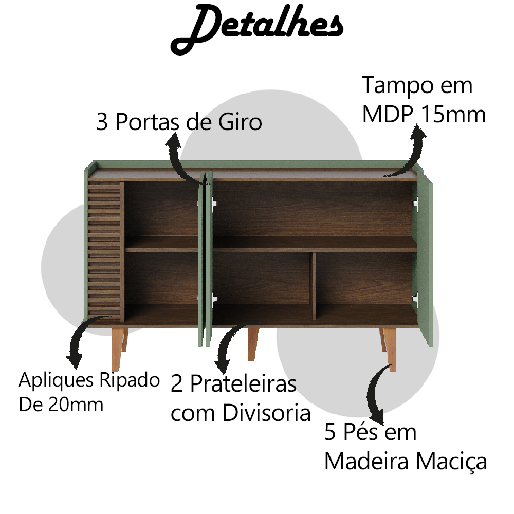 Buffet Para Sala de Jantar Jurere Amendoa Hortela CLB