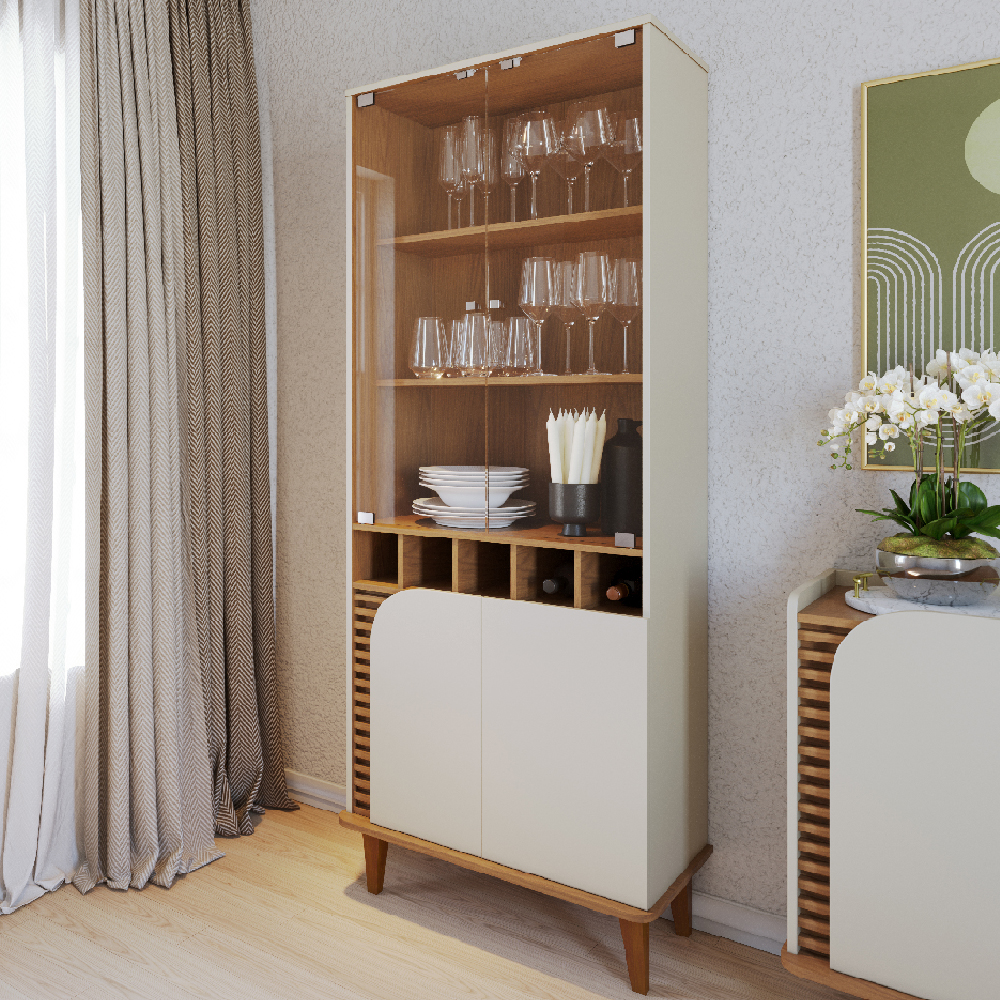 Cristaleira 4 Portas 5 Nichos Jurere Freijo Off White Matte CLB