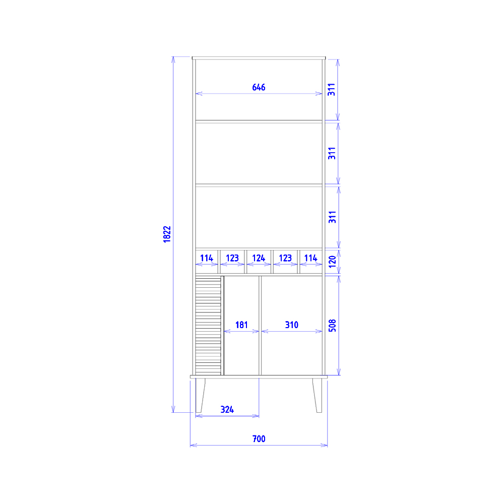 Cristaleira 4 Portas 5 Nichos Jurere Freijo Off White Matte CLB