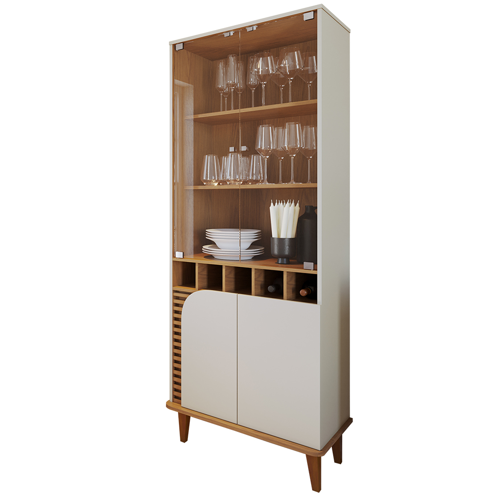 Cristaleira 4 Portas 5 Nichos Jurere Freijo Off White Matte CLB