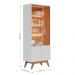 Cristaleira Noronha LED com 4 Portas e Pés de Madeira Maciça Off White Matte/Freijo