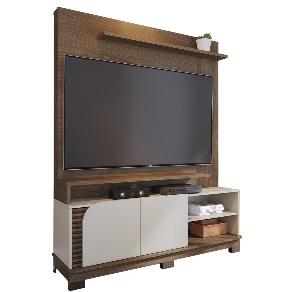 Estante Home Para TV 65 Polegadas Jurere Amendoa Off White Matte Jurere CLB