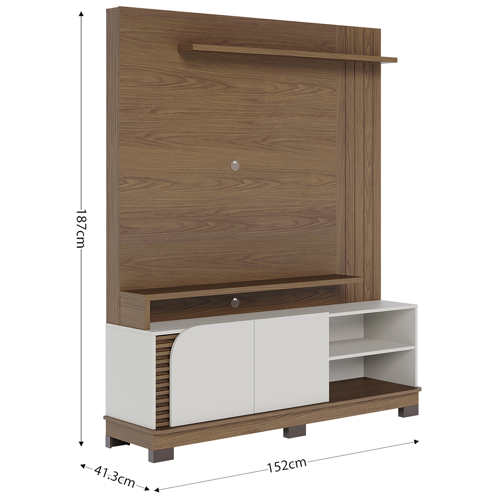 Estante Home Para TV 65 Polegadas Jurere Amendoa Off White Matte Jurere CLB