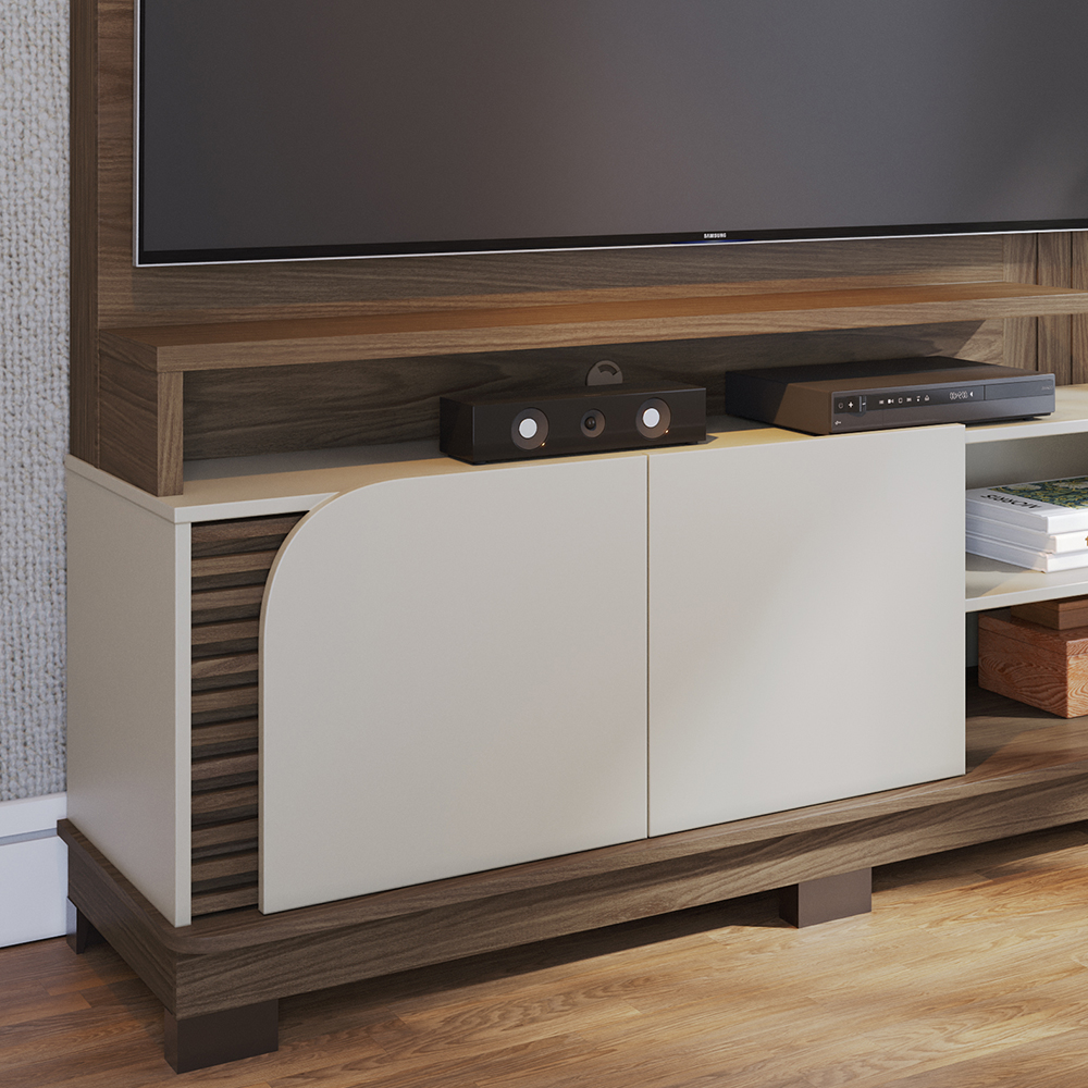 Estante Home Para TV 65 Polegadas Jurere Amendoa Off White Matte Jurere CLB