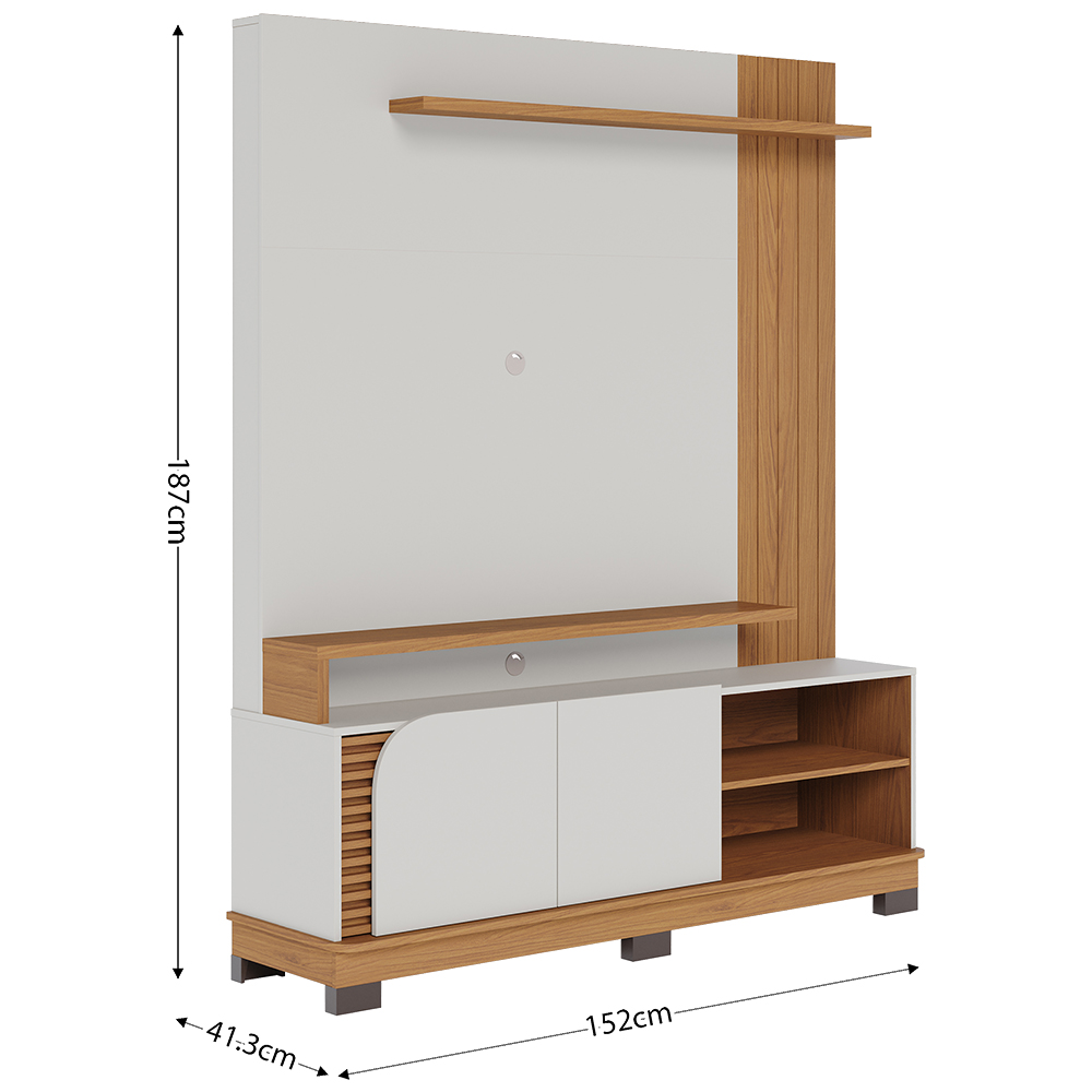 Estante Home Para TV 65 Polegadas Jurere Freijo Off White Matte CLB