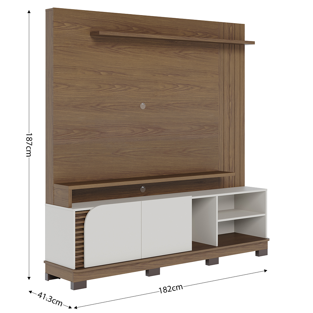 Estante Home Para TV 75 Polegadas Amendoa Off White Matte Jurere CLB
