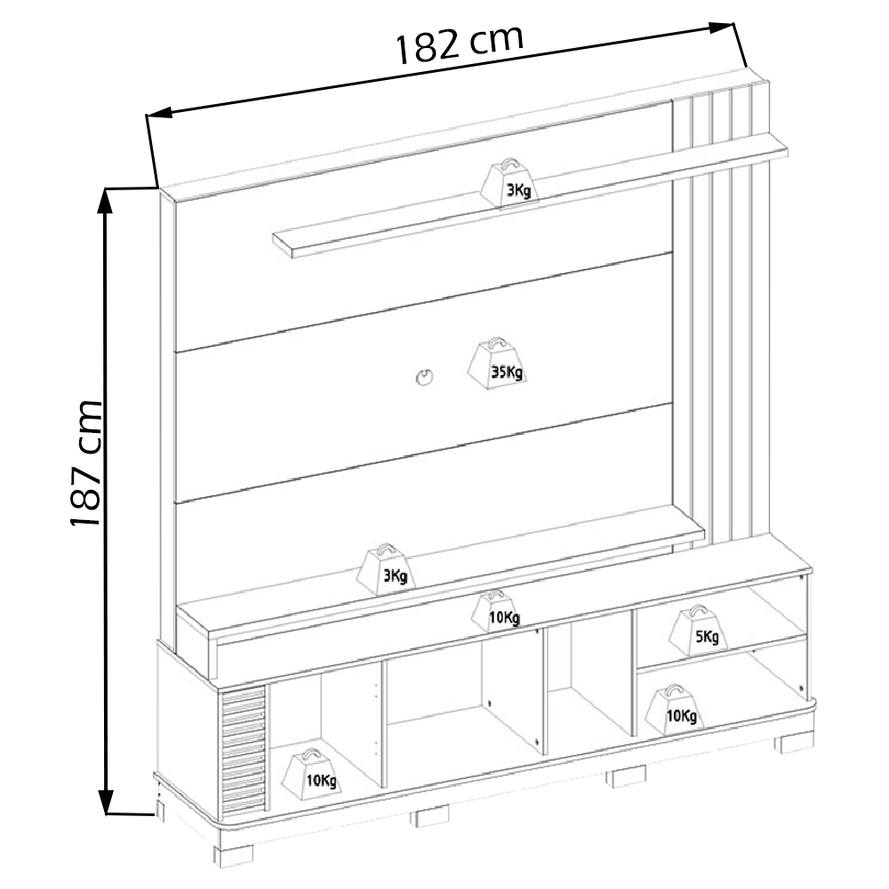 Estante Home Para TV 75 Polegadas Amendoa Off White Matte Jurere CLB