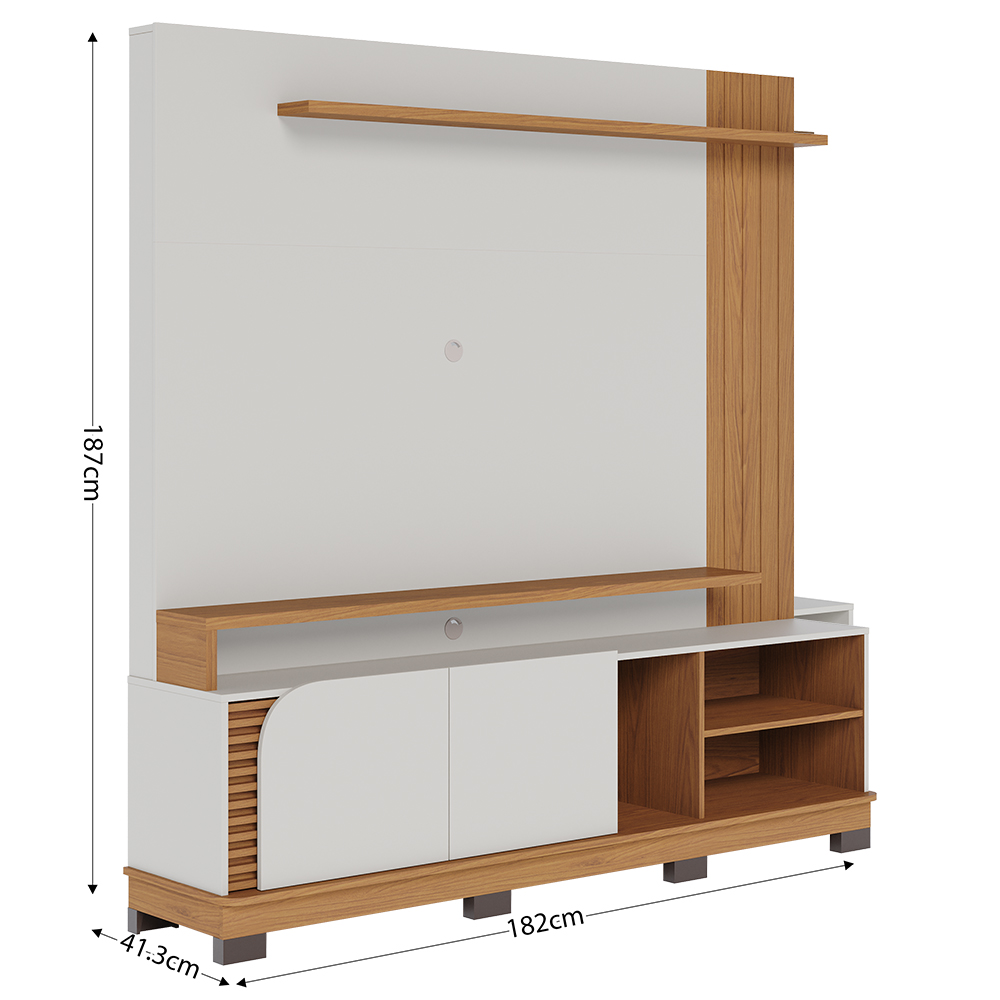 Estante Home Para TV 75 Polegadas Jurere Freijo Off White Matte CLB