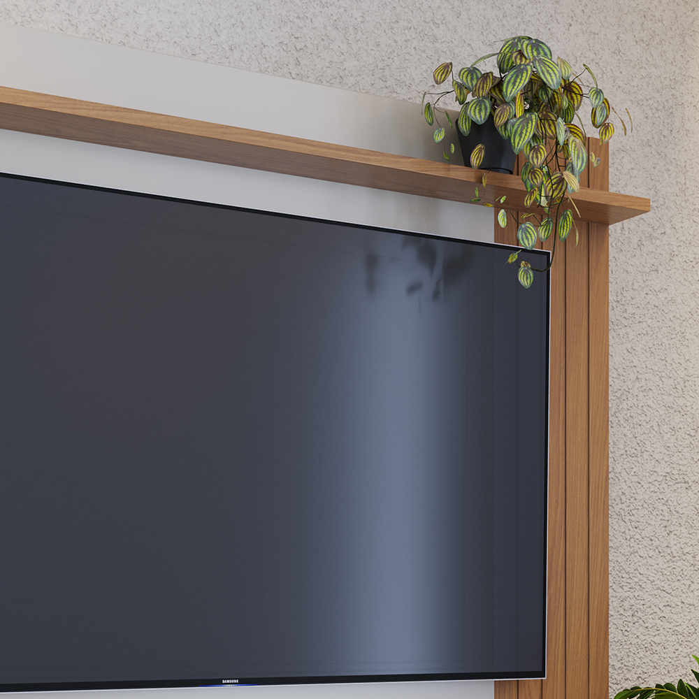 Estante Home Para TV 75 Polegadas Jurere Freijo Off White Matte CLB